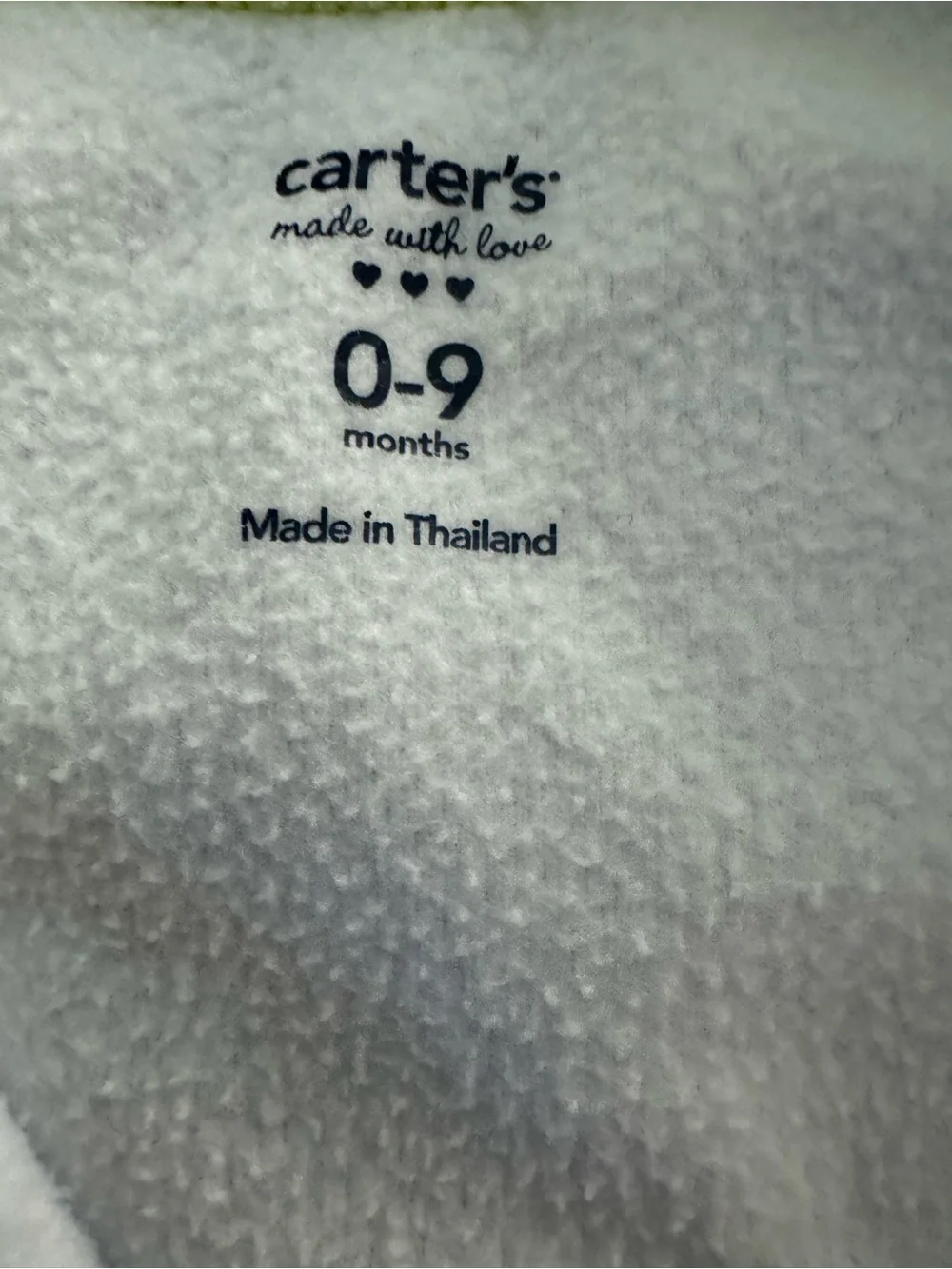 Carter's Sleep Sack 0-9 Months White Green Fleece Full Zip Baby Wearable Blanket